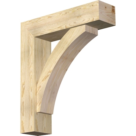 Ekena Millwork Thorton Block Rough Sawn Bracket w/ Offset Brace, Douglas Fir, 8"W x 32"D x 36"H BKT0806X32X36THR05RDF